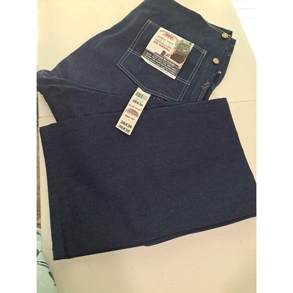 Round House Bib Overalls Mens 38x36 Button Fly Dark Wash Denim Cotton Farmer - Picture 4 of 9